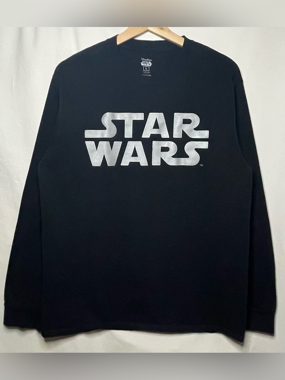 Disney Parks Star Wars Black Long Sleeve Tee with Silver Logo